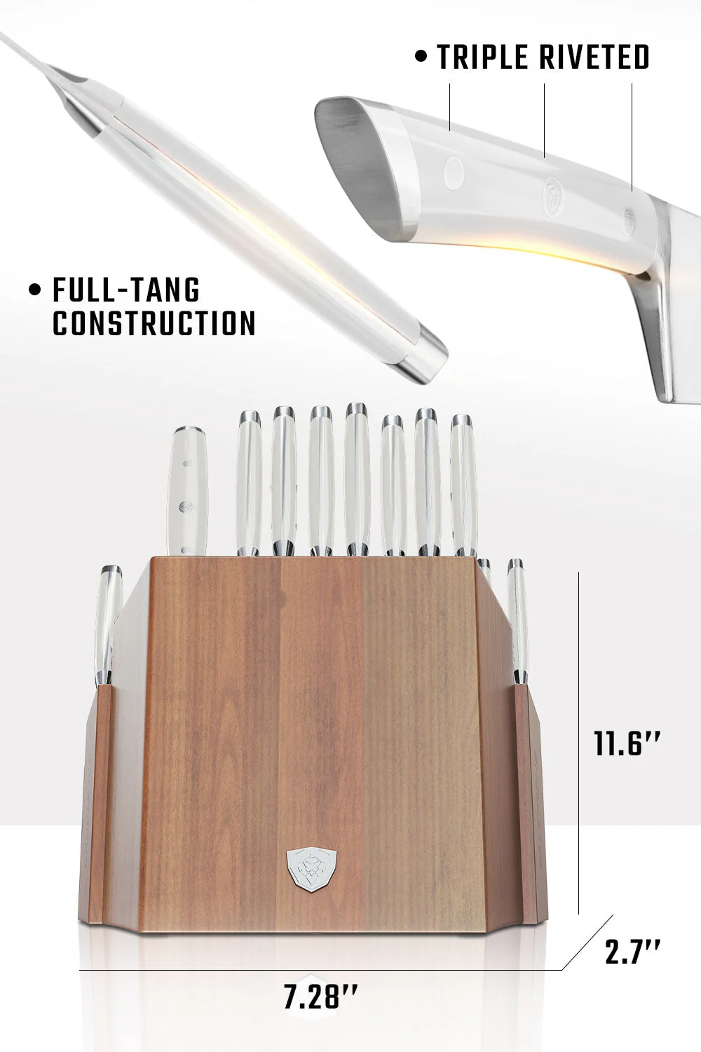 18-piece Colossal Knife Set with Block | White Handles | Gladiator Series | Knives NSF Certified | Dalstrong © - Image 5