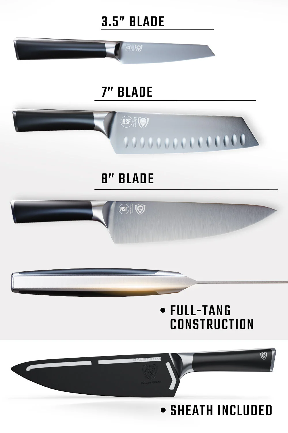 3-Piece Knife Set | Black Handle | Vanquish Series | NSF Certified | Dalstrong © - Image 4