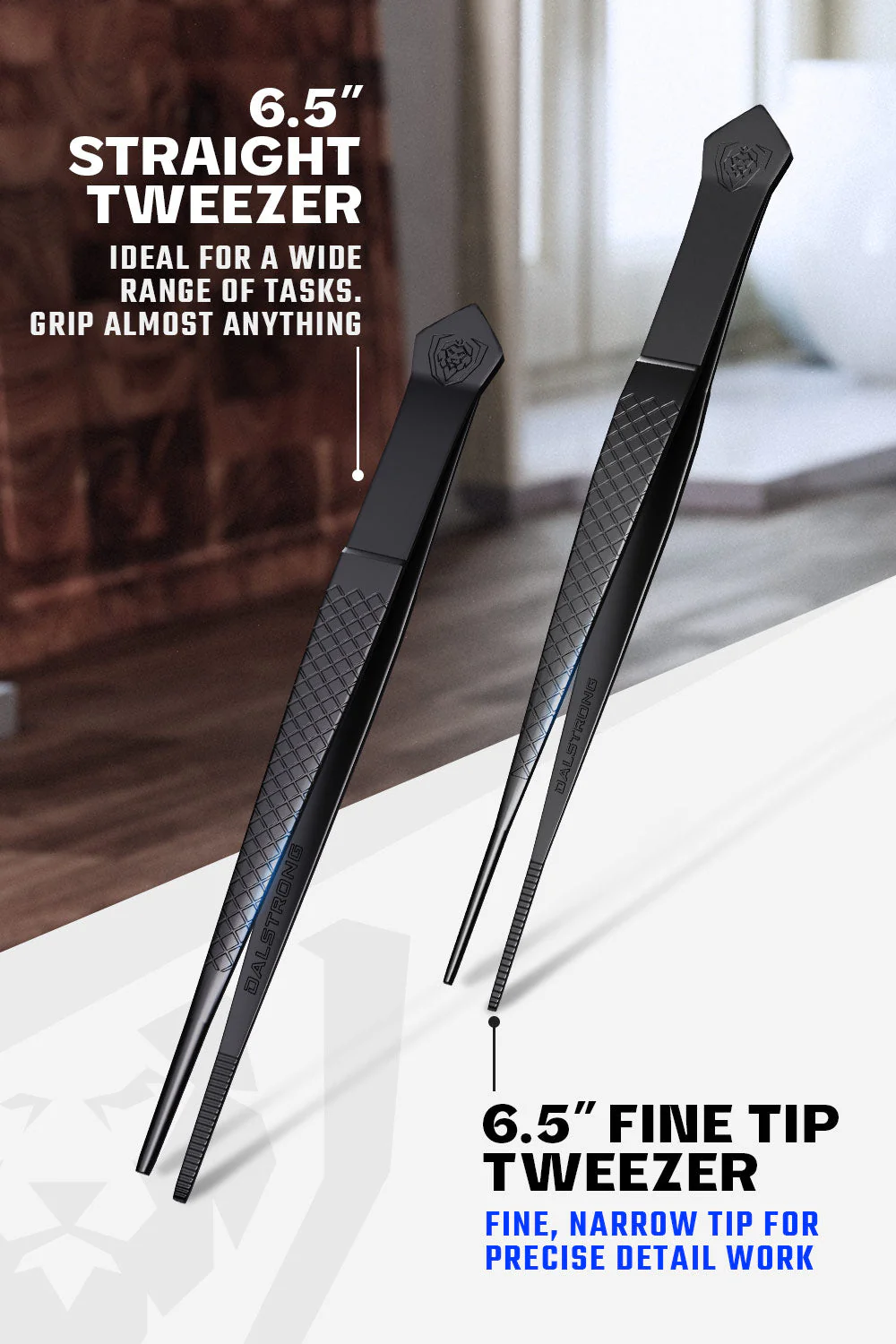 4 Piece Plating Tweezers Set 6.5" | Curved, Offset, Fine, and Regular Tweezers | Dalstrong © - Image 3