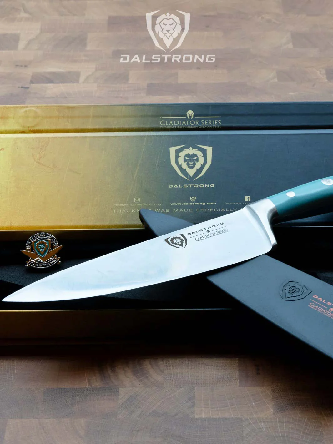 Chef Knife 8" | Aegean Teal Handle | Gladiator Series | NSF Certified | Dalstrong © - Image 7