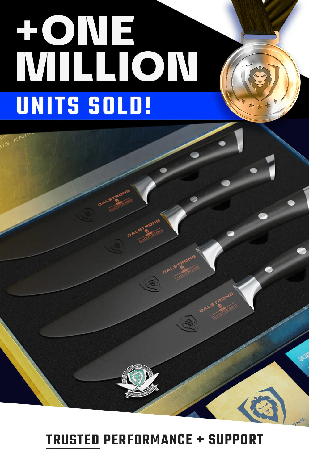 4-Piece Straight-Edge Steak Knife Set | Gladiator Series | NSF Certified | Dalstrong © - Image 3
