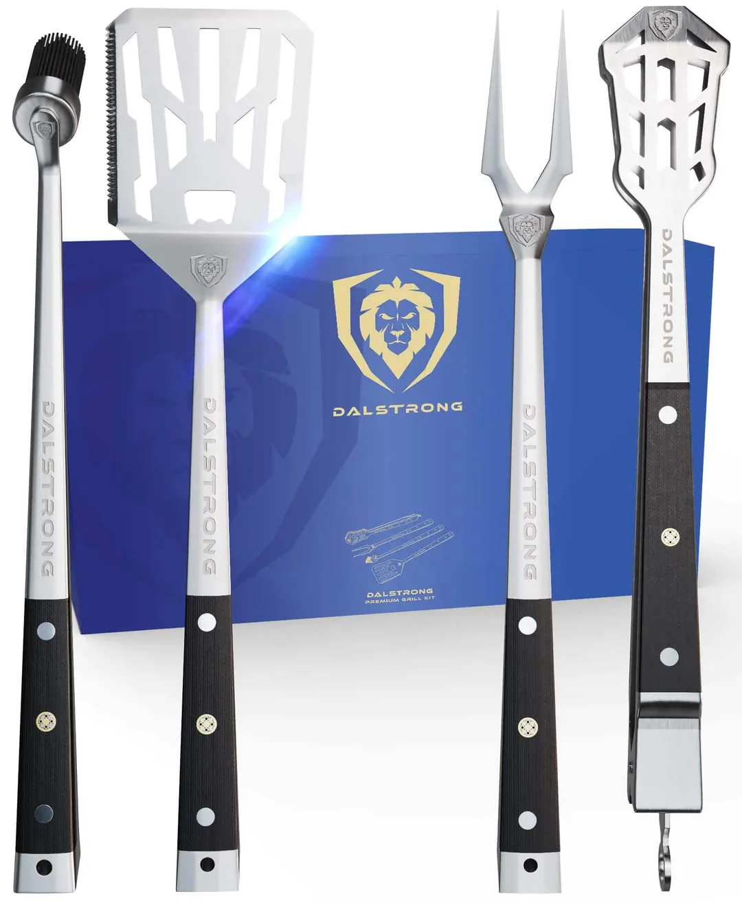 Tongs, Spatula, Fork, Silicone Brush | 4 Piece Premium Grill Kit | Dalstrong ©
