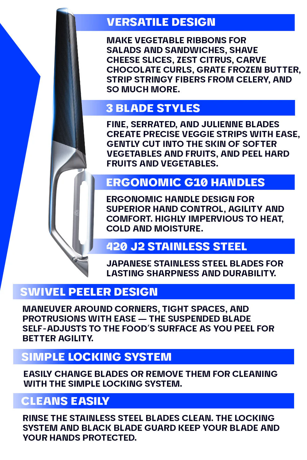 Swivel Straight Peeler | 3 Blades Case | Dalstrong © - Image 5
