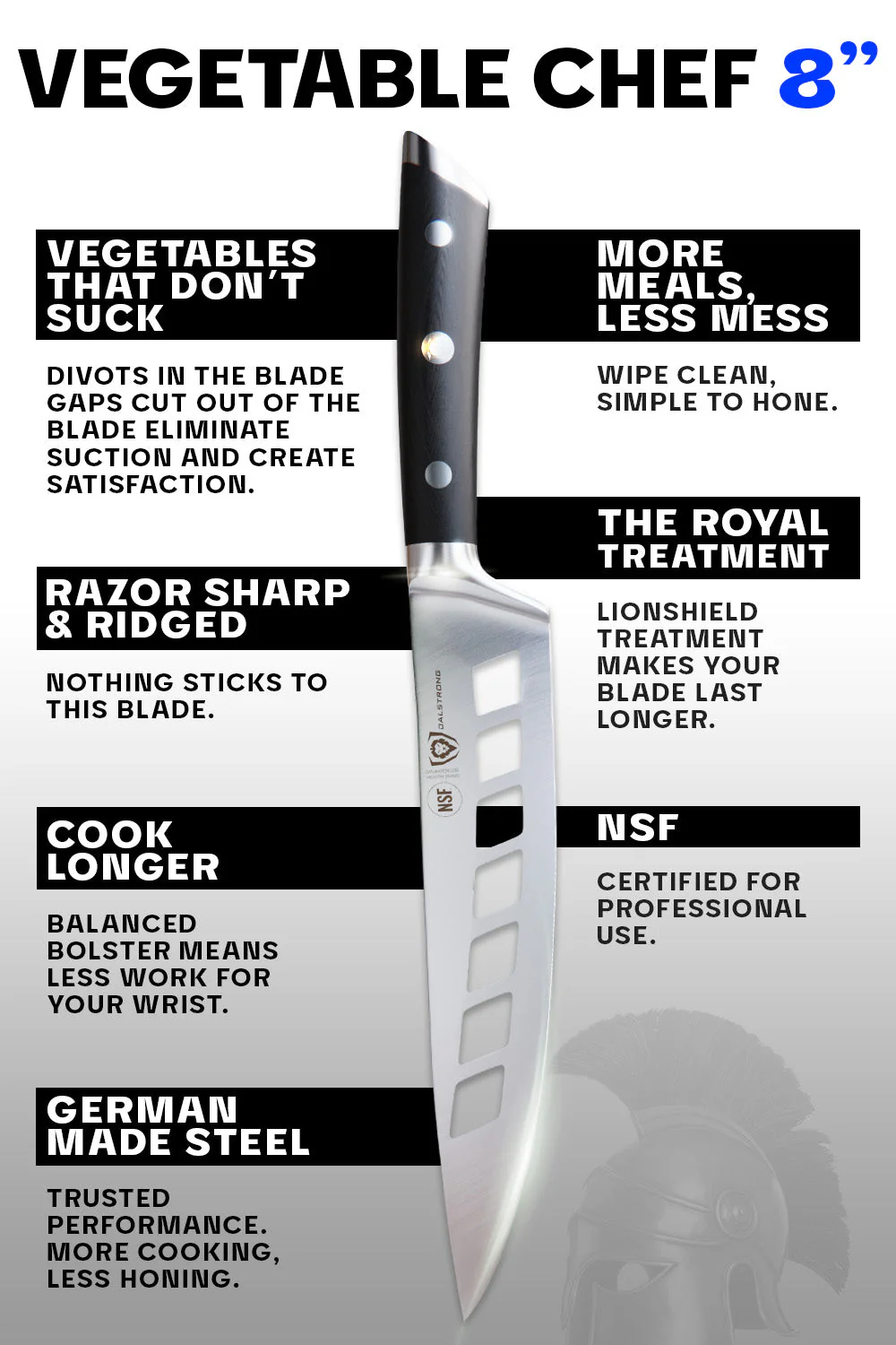 Vegetable Knife 8" | Deflector | Gladiator Series | NSF Certified | Dalstrong © - Image 6